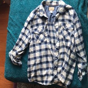 Men’s blue and cream Roebuck & Co flannel shirt